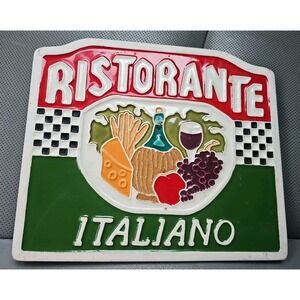 1994 Cindy Wallace Hand Made Glazed Ceramic Decor Italiano Ristorante Tile Sign